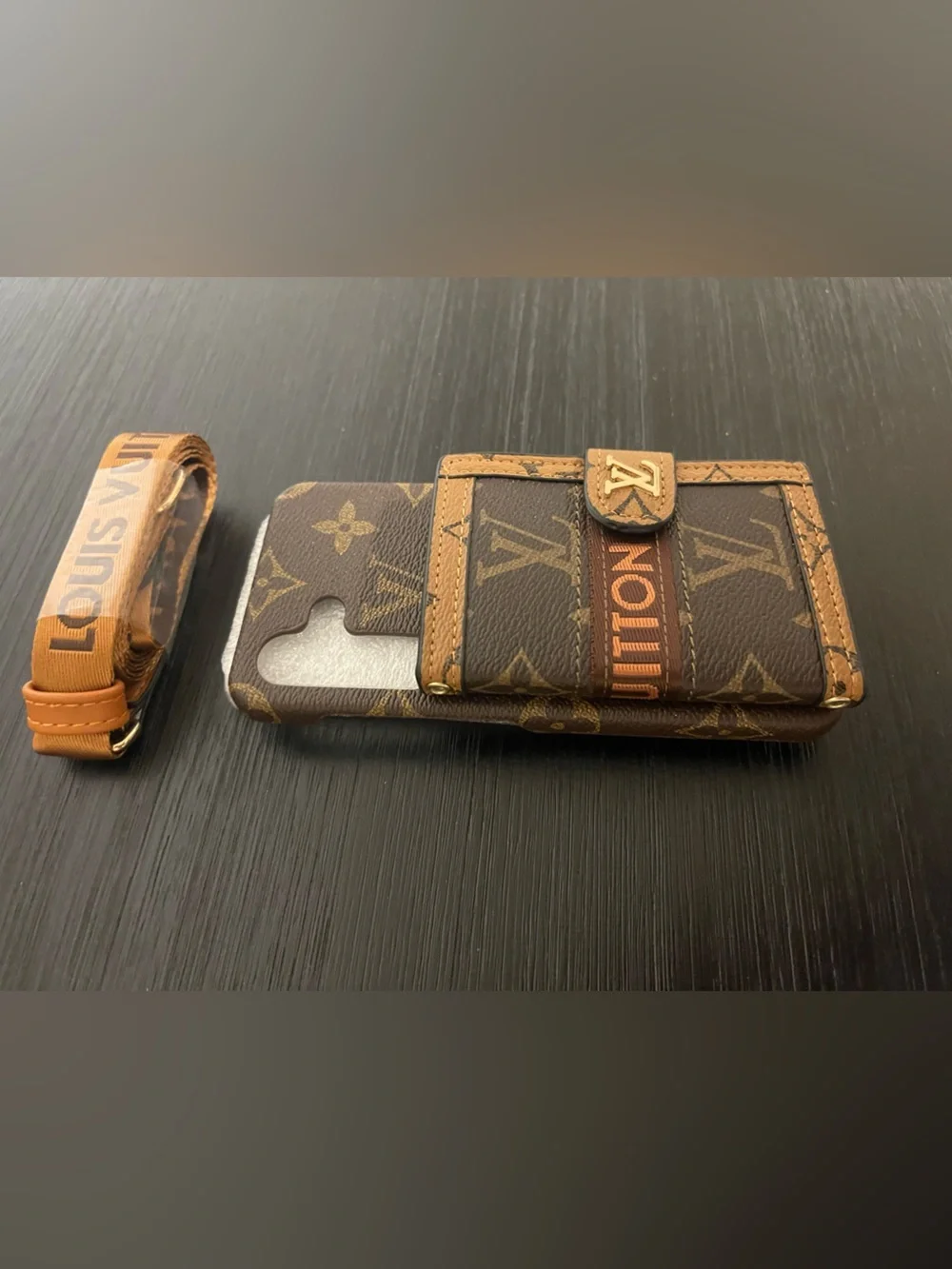 Samsung s25 regular Card Phone Case - Brown & Tan with detachable strap